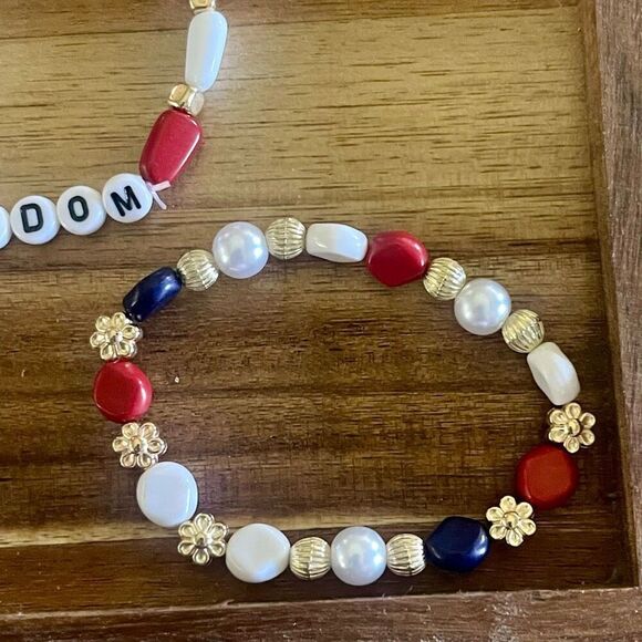 4th Of July Patriotic American USA Freedom Stretch Bangle Set Of 6 Unisex New - Picture 9 of 9